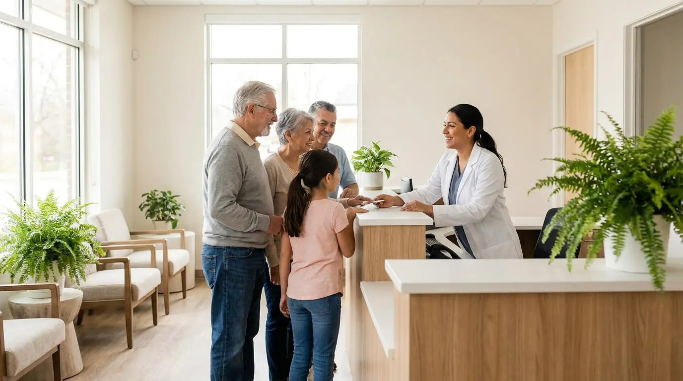 The Clínica Hispana Mangum team welcoming patients in Houston